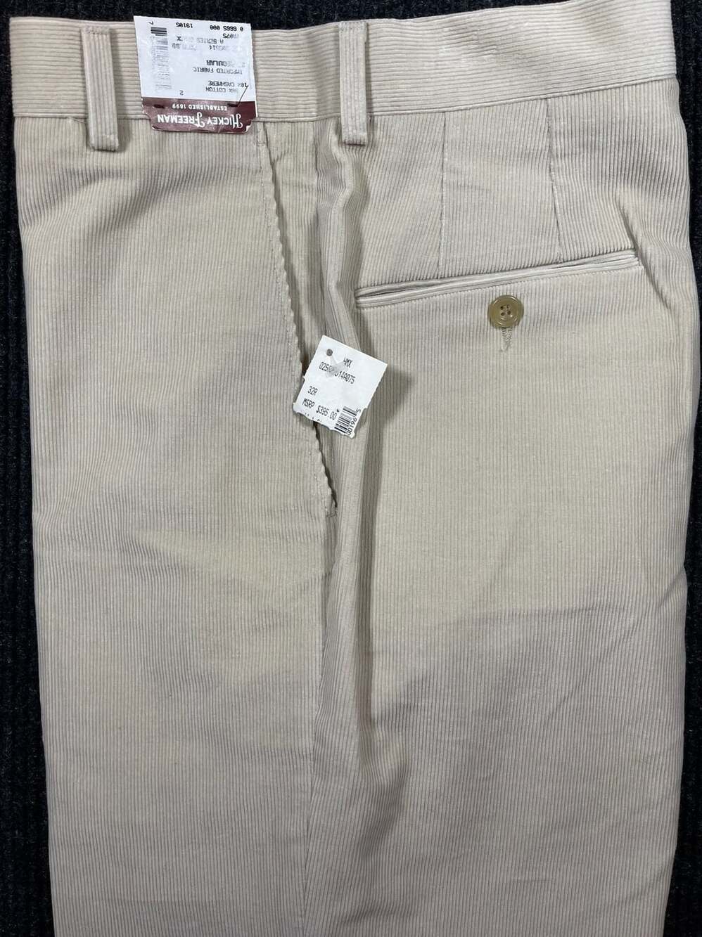 Hickey Freeman A Series Slack Size 32 Regular Beige Corduroy Pants NWT